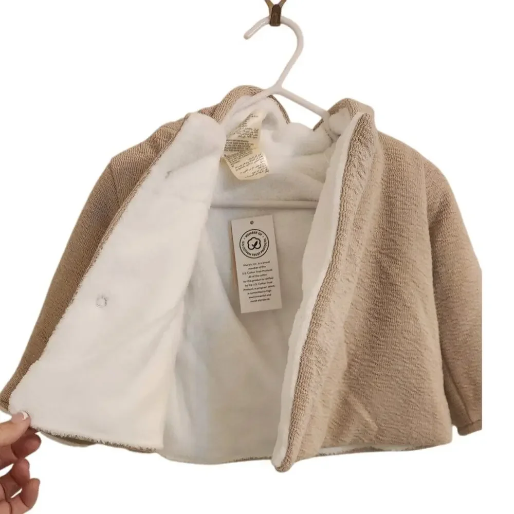 NWT First Impressions Unisex Faux Sherpa Lined Hooded Jacket 0-3 Months